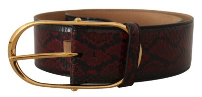 Dolce & Gabbana - Elegant Red Python Leather Belt with Gold Buckle