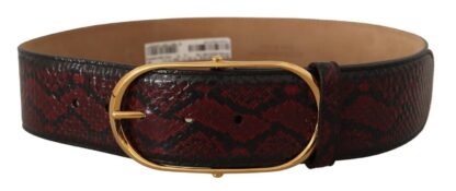 Dolce & Gabbana - Elegant Red Python Leather Belt with Gold Buckle