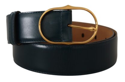 Dolce & Gabbana - Elegant Blue Leather Belt with Gold Buckle