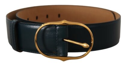 Dolce & Gabbana - Elegant Blue Leather Belt with Gold Buckle