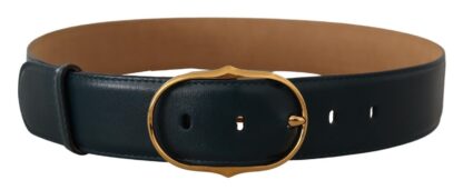 Dolce & Gabbana - Elegant Blue Leather Belt with Gold Buckle