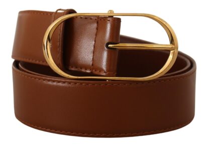 Dolce & Gabbana - Elegant Brown Leather Belt with Gold Buckle