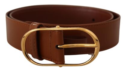 Dolce & Gabbana - Elegant Brown Leather Belt with Gold Buckle