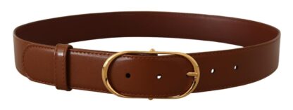 Dolce & Gabbana - Elegant Brown Leather Belt with Gold Buckle