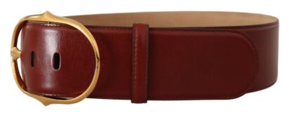 Dolce & Gabbana - Elegant Maroon Leather Belt with Gold Buckle