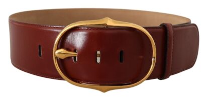 Dolce & Gabbana - Elegant Maroon Leather Belt with Gold Buckle