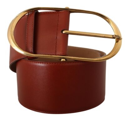 Dolce & Gabbana - Elegant Maroon Leather Belt with Gold Accents