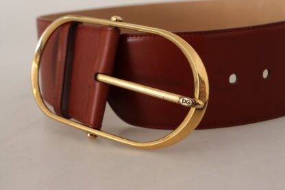 Dolce & Gabbana - Elegant Maroon Leather Belt with Gold Accents