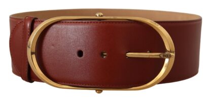 Dolce & Gabbana - Elegant Maroon Leather Belt with Gold Accents