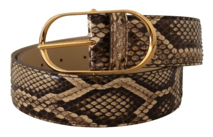 Dolce & Gabbana - Elegant Phyton Leather Belt with Gold Buckle