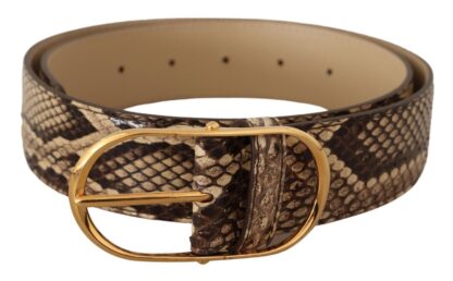 Dolce & Gabbana - Elegant Phyton Leather Belt with Gold Buckle