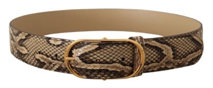 Dolce & Gabbana - Elegant Phyton Leather Belt with Gold Buckle