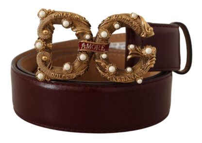 Dolce & Gabbana - Elegant Bordeaux Leather Amore Belt