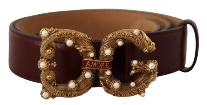 Dolce & Gabbana - Elegant Bordeaux Leather Amore Belt