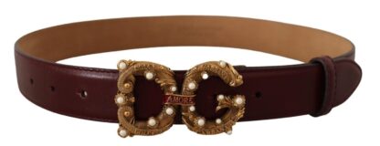 Dolce & Gabbana - Elegant Bordeaux Leather Amore Belt