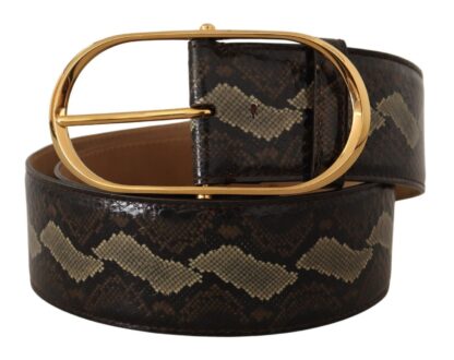 Dolce & Gabbana - Elegant Snakeskin Belt with Gold Oval Buckle