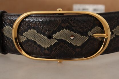 Dolce & Gabbana - Elegant Snakeskin Belt with Gold Oval Buckle