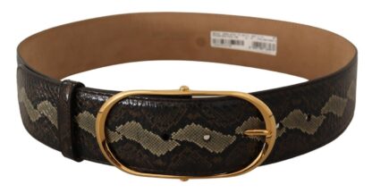 Dolce & Gabbana - Elegant Snakeskin Belt with Gold Oval Buckle