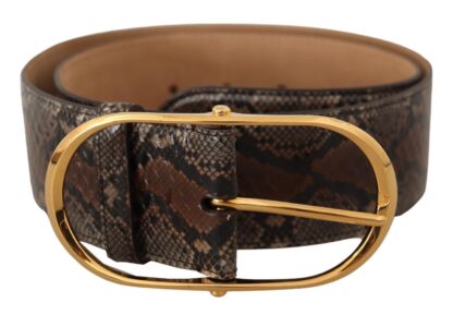 Dolce & Gabbana - Elegant Brown Leather Belt with Gold Buckle