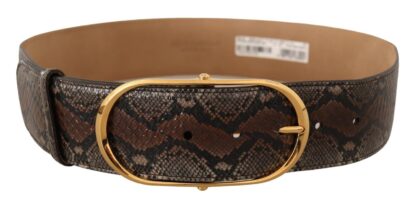 Dolce & Gabbana - Elegant Brown Leather Belt with Gold Buckle