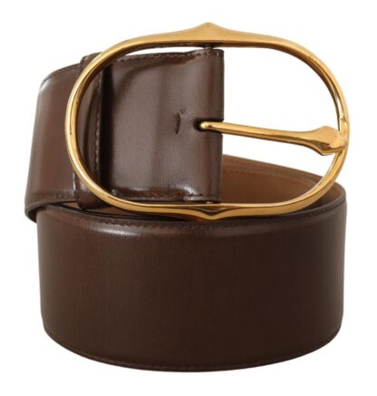 Dolce & Gabbana - Elegant Brown Leather Belt with Gold Buckle