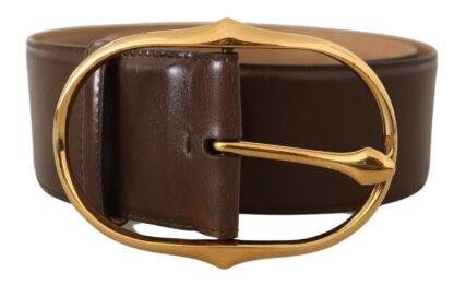 Dolce & Gabbana - Elegant Brown Leather Belt with Gold Buckle