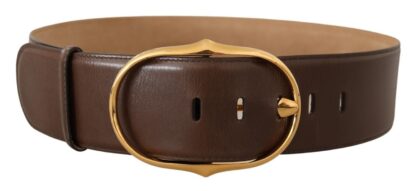 Dolce & Gabbana - Elegant Brown Leather Belt with Gold Buckle