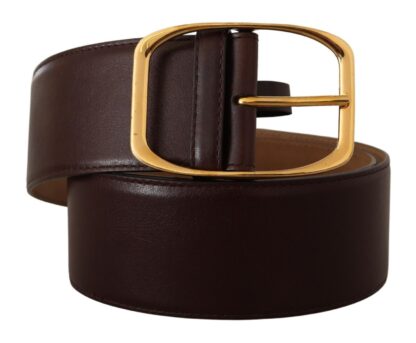 Dolce & Gabbana - Elegant Dark Brown Leather Belt with Gold Buckle