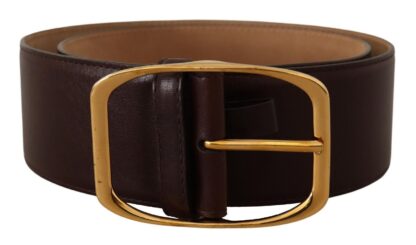 Dolce & Gabbana - Elegant Dark Brown Leather Belt with Gold Buckle