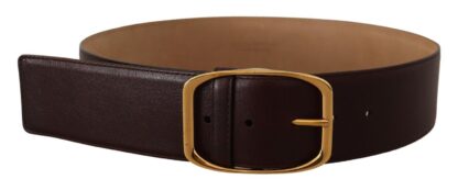 Dolce & Gabbana - Elegant Dark Brown Leather Belt with Gold Buckle