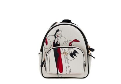 COACH - Disney Cruella Motif Mini Pebbled Leather Court Backpack Bag