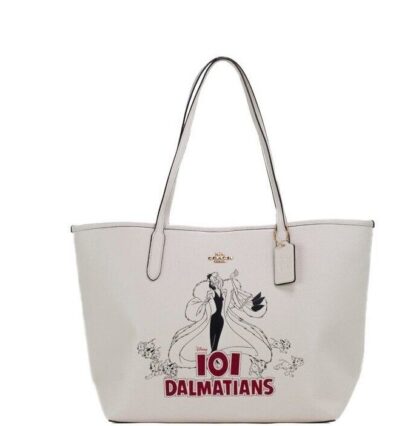 COACH - Disney Cruella 101 Dalmations Motif Pebble Leather City Tote Bag