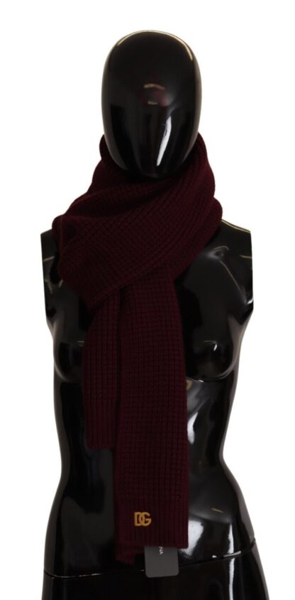 Dolce & Gabbana - Elegant Cashmere Knit Scarf in Dark Red