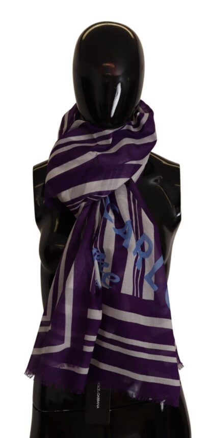 Dolce & Gabbana - Elegant Striped Logo Cotton Scarf