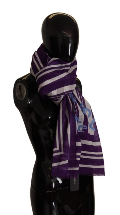 Dolce & Gabbana - Elegant Striped Logo Cotton Scarf