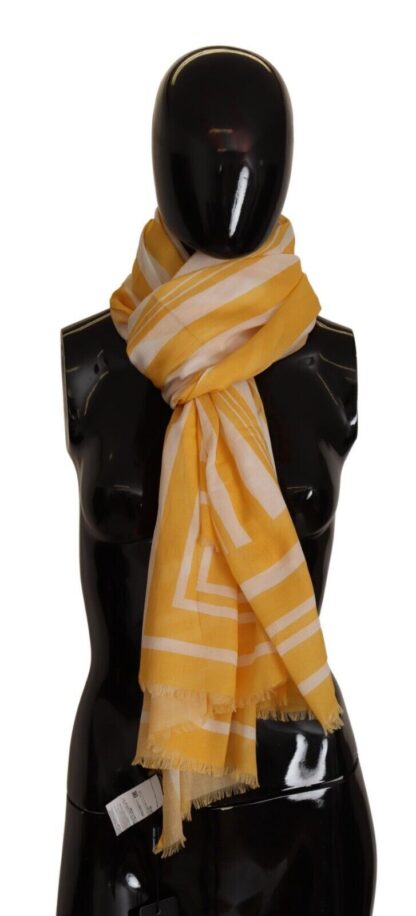 Dolce & Gabbana - Elegant Striped Cotton Scarf with Logo Print