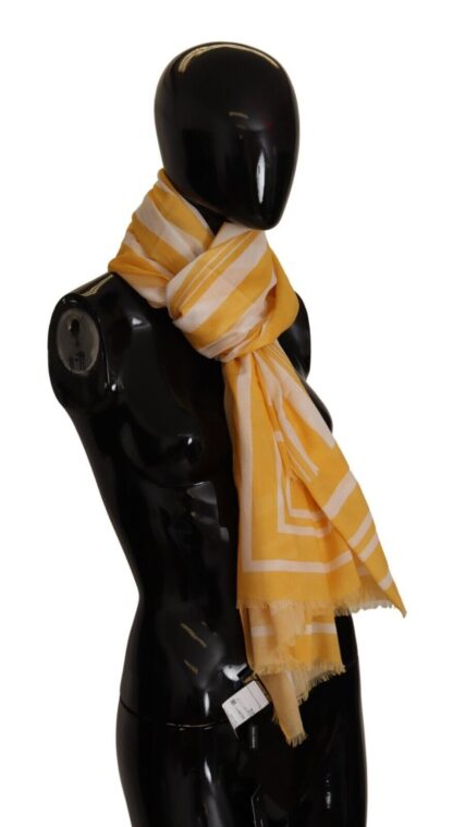 Dolce & Gabbana - Elegant Striped Cotton Scarf with Logo Print