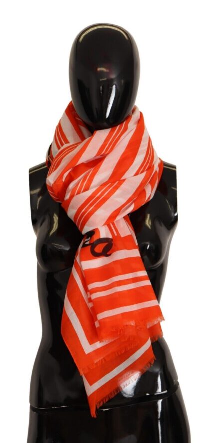 Dolce & Gabbana - Elegant Striped Cotton Scarf with Logo Print