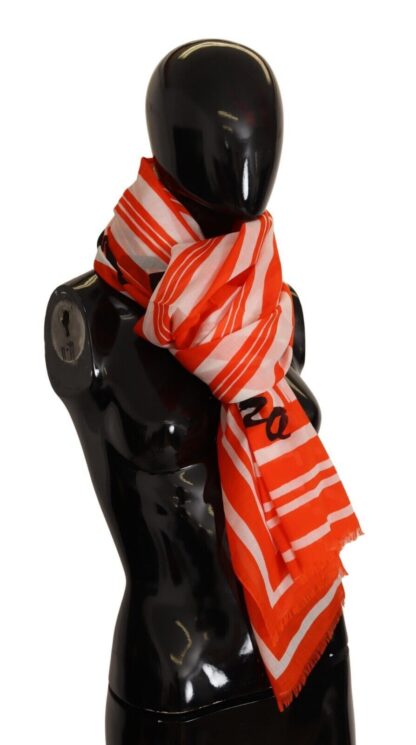 Dolce & Gabbana - Elegant Striped Cotton Scarf with Logo Print