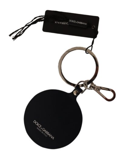 Dolce & Gabbana - Elegant Black Leather Silver-Toned Keychain