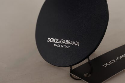 Dolce & Gabbana - Chic Black Leather Keychain with Silver Accents