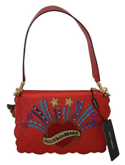 Dolce & Gabbana - Elegant Red Leather Shoulder Purse Clutch