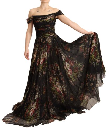 Dolce & Gabbana - Floral Silk Off-Shoulder Long Dress