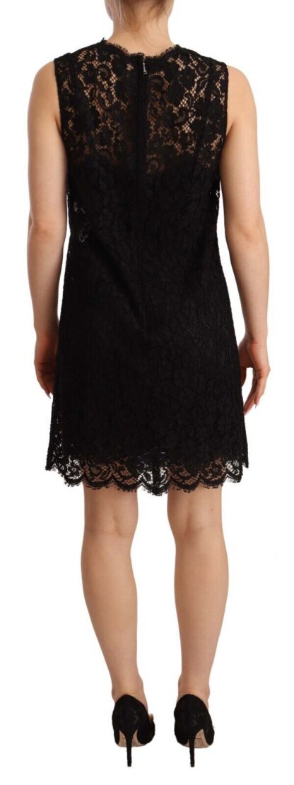 Dolce & Gabbana - Elegant Floral Lace Sheath Dress in Black