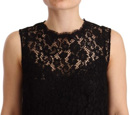 Dolce & Gabbana - Elegant Floral Lace Sheath Dress in Black