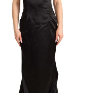 Dolce & Gabbana - Elegant Black V-Neck Sheath Midi Dress