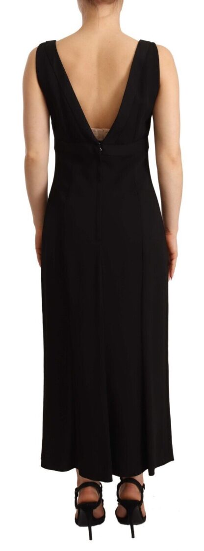 Dolce & Gabbana - Elegant Black V-Neck Sheath Midi Dress