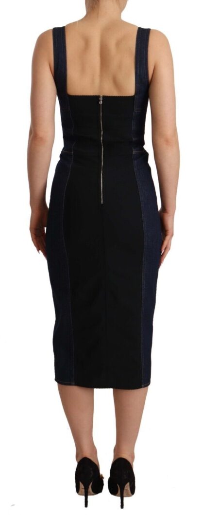 Dolce & Gabbana - Elegant Dark Blue Denim Sheath Midi Dress