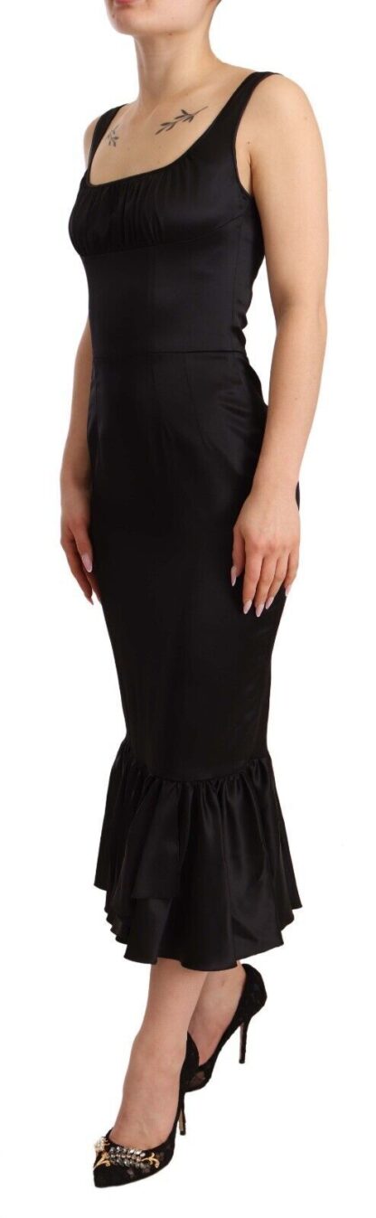 Dolce & Gabbana - Elegant Black Silk Midi Sheath Dress