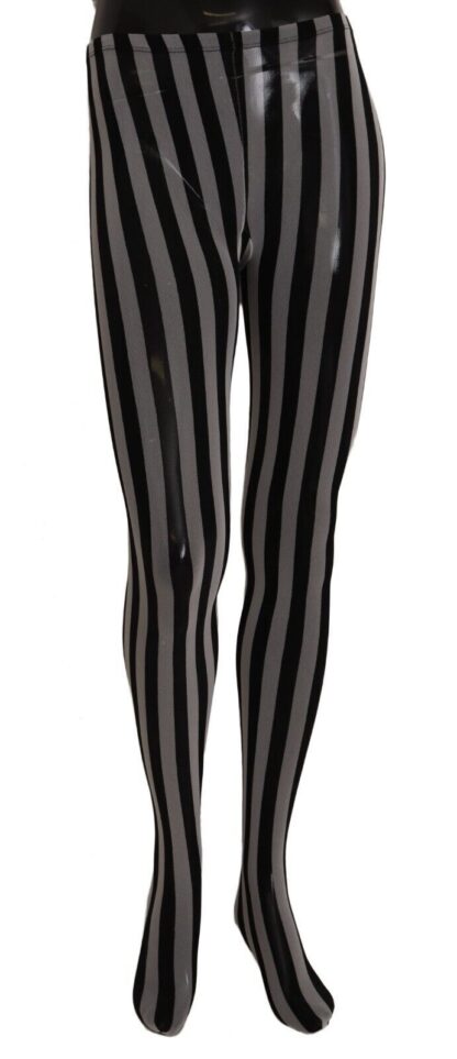 Dolce & Gabbana - Black and White Striped Luxury Tights